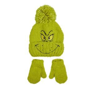 Dr.Suess the Grinch 2pc Toddler Beanie and Mitten Set NWT